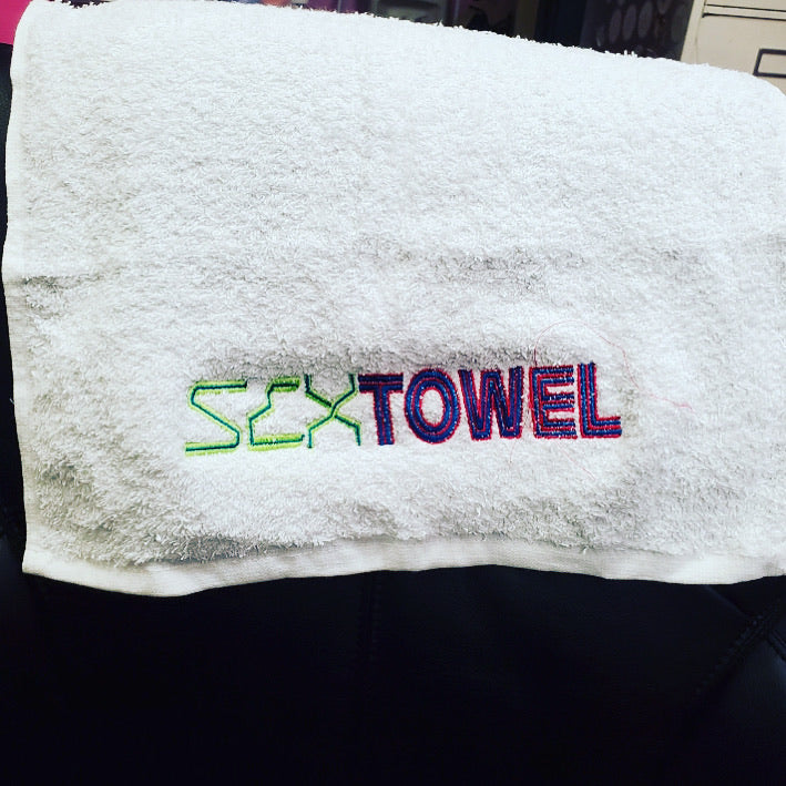 Sex Towel Embroidered In 80`s Colors 