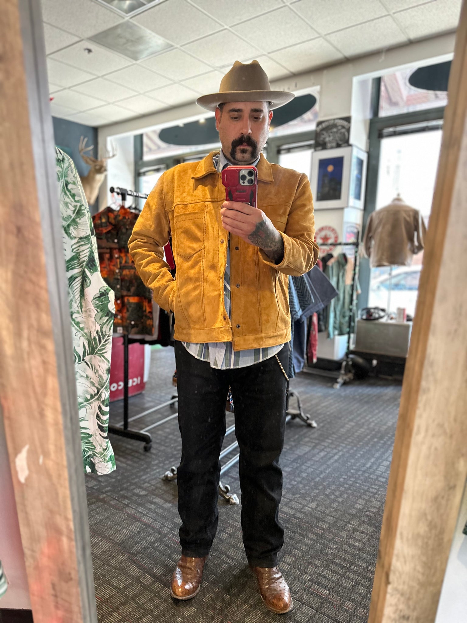 Suede leather jacket