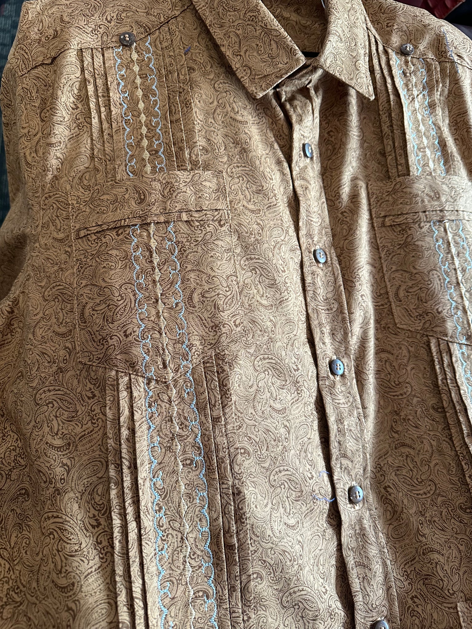 Brown paisley guayabera
