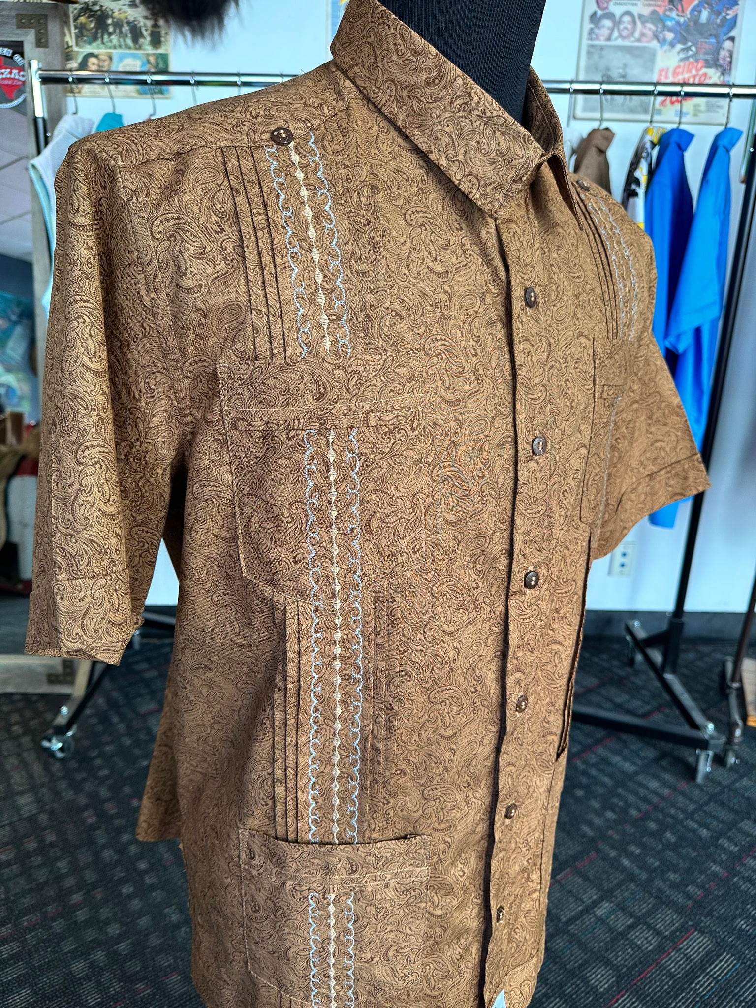 Brown paisley guayabera
