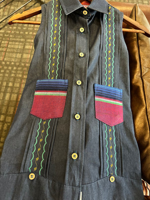 Denim guayabera dress