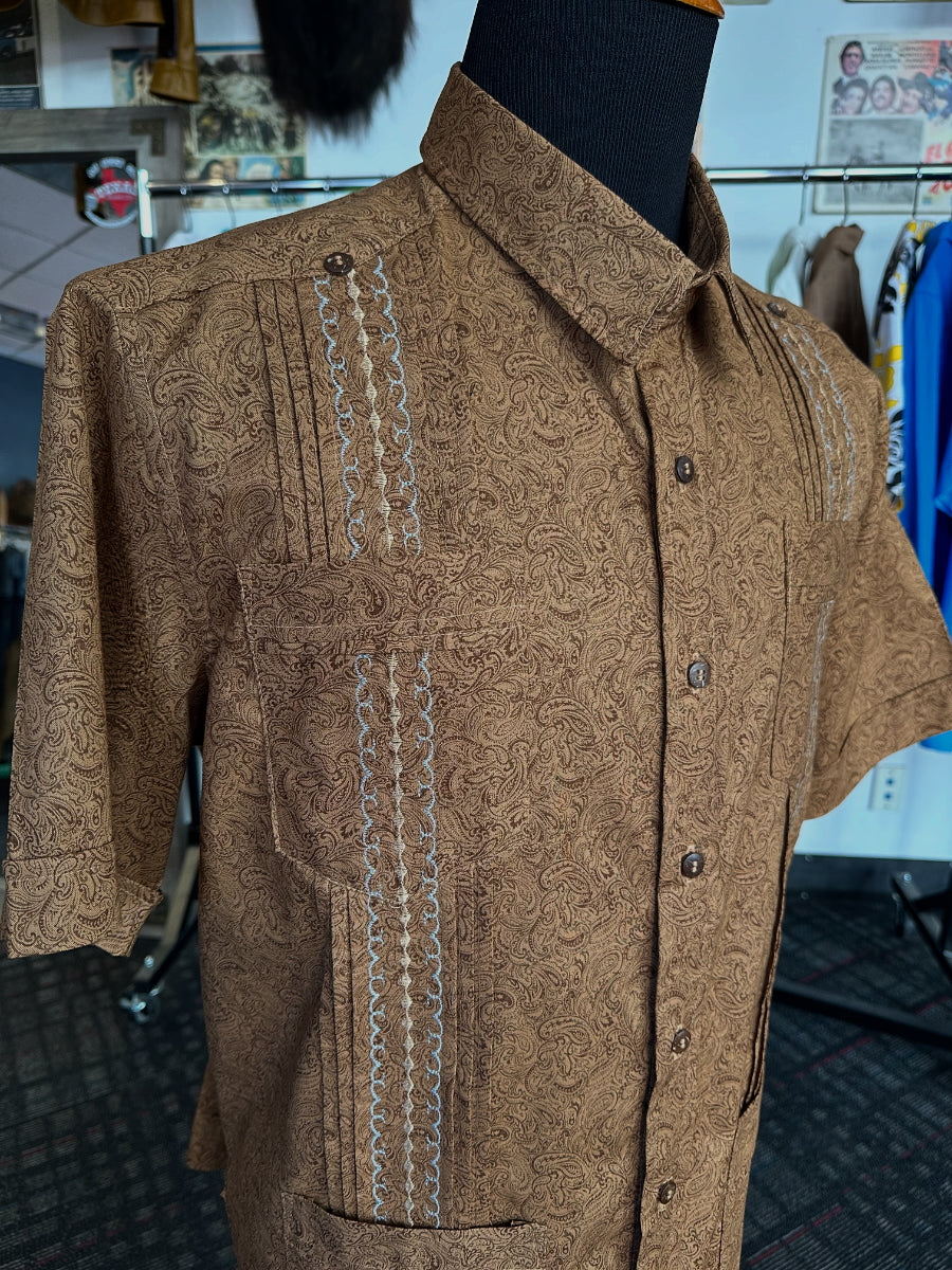 Brown paisley guayabera