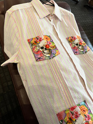 Seersucker summer guayabera