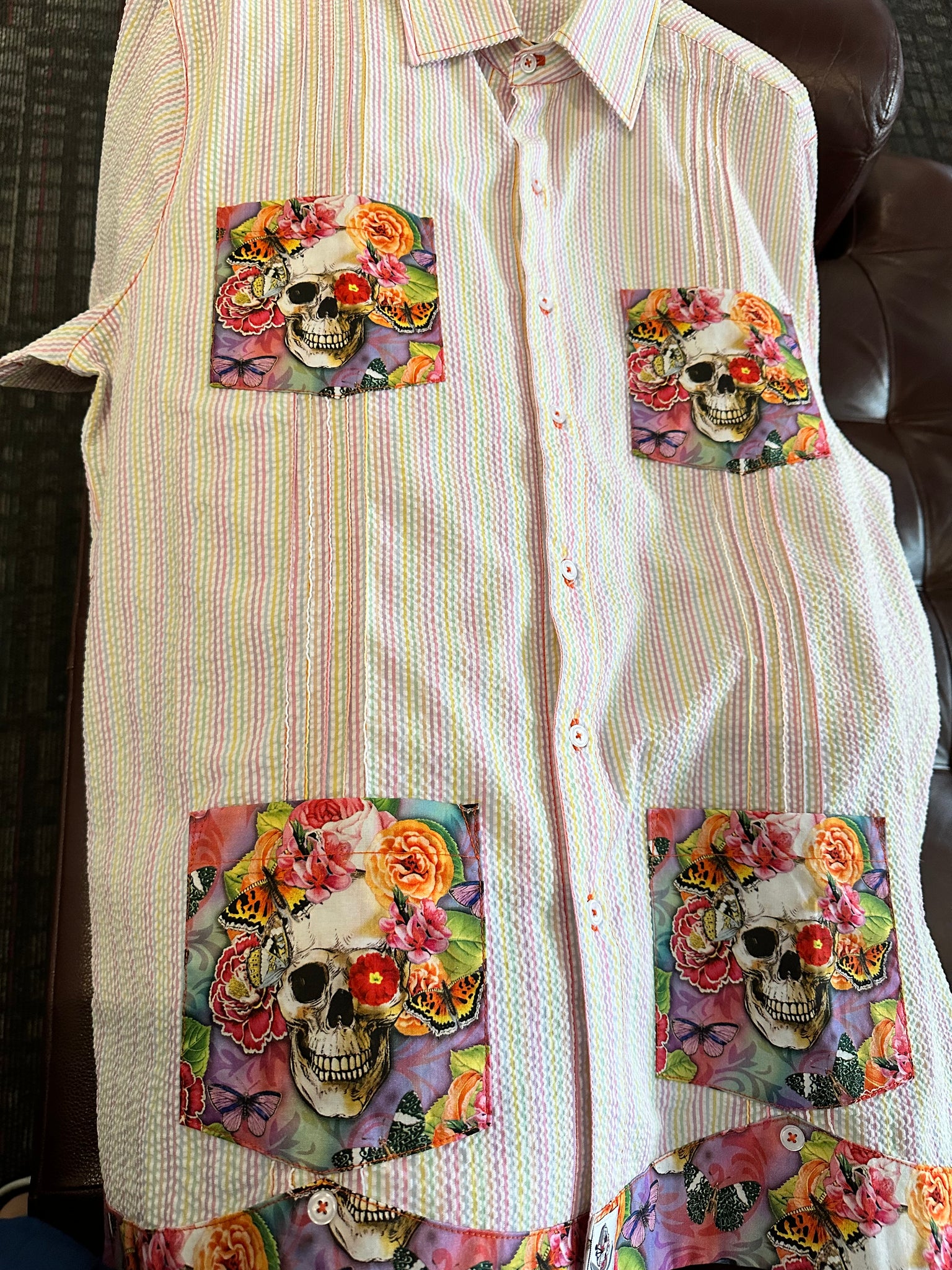 Seersucker summer guayabera