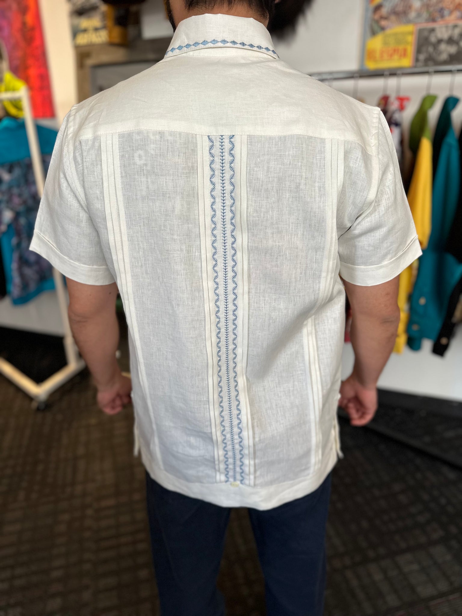 Late for the wedding linen guayabera