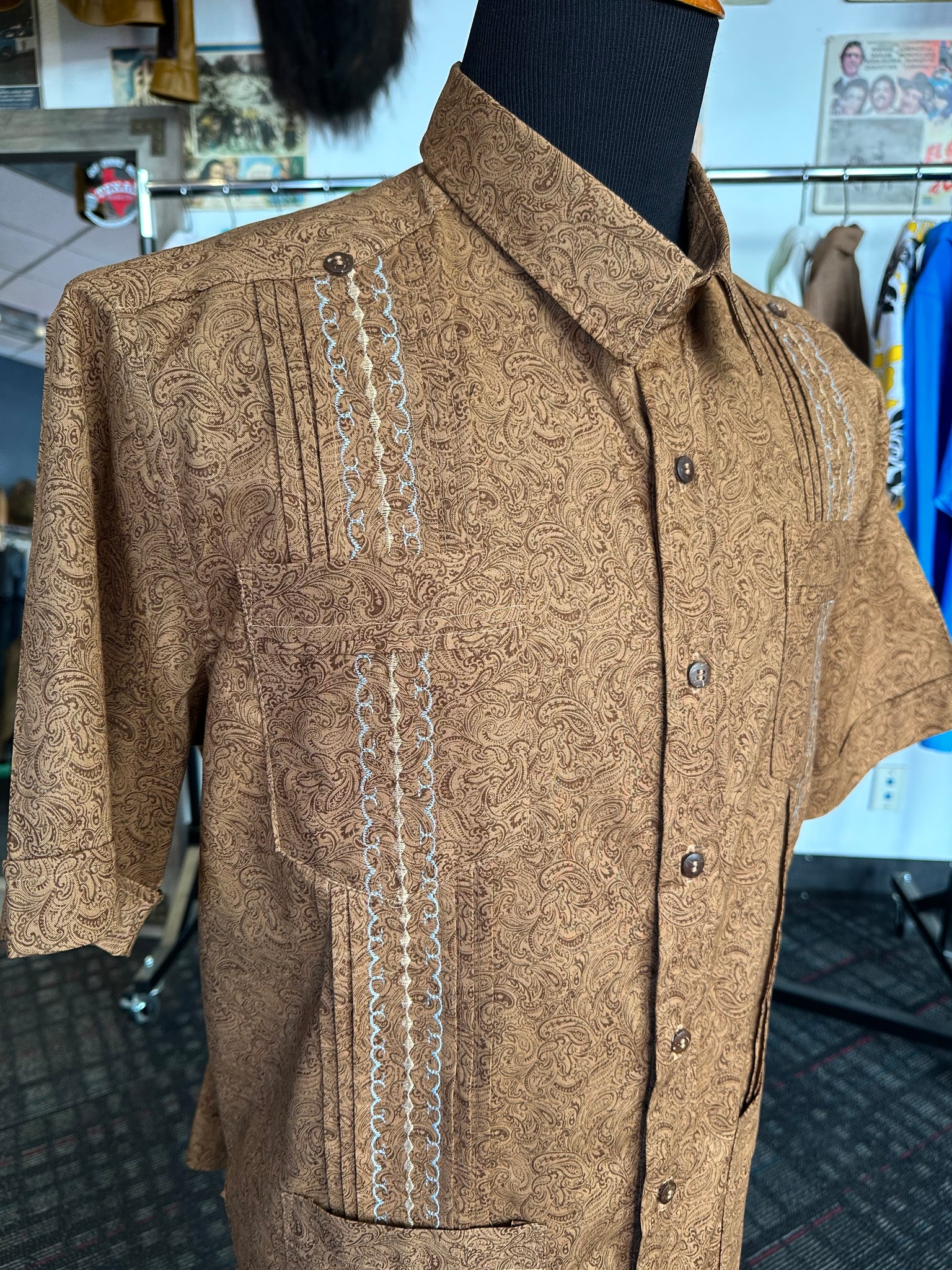 Brown paisley guayabera