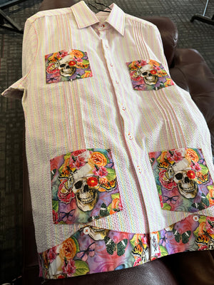 Seersucker summer guayabera