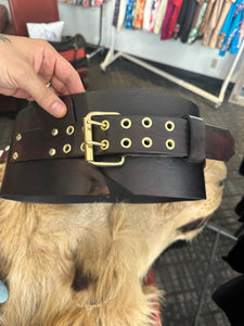 The Donna (extra wide leather mahogany leather belt with brass hardware)