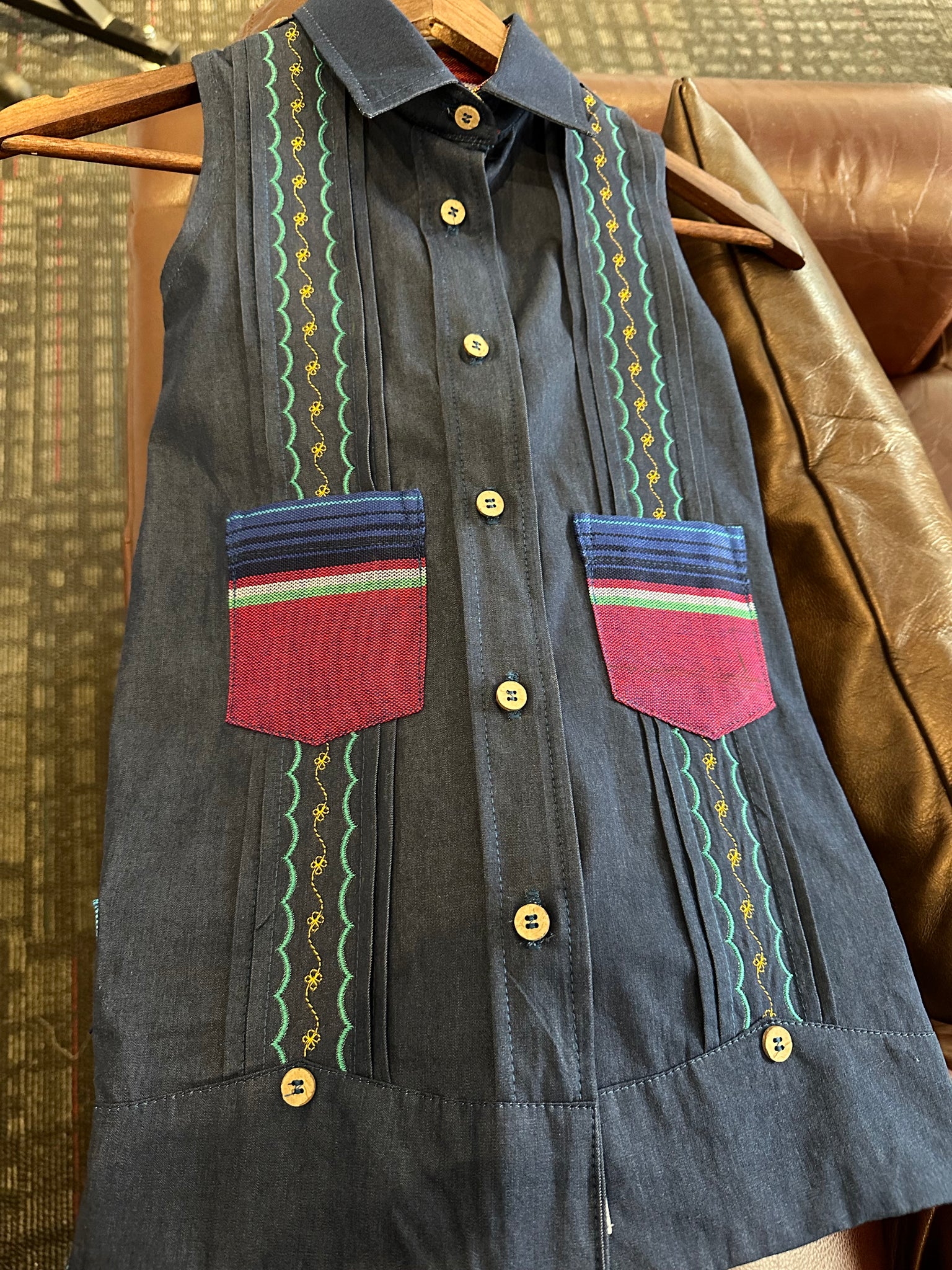 Denim guayabera dress