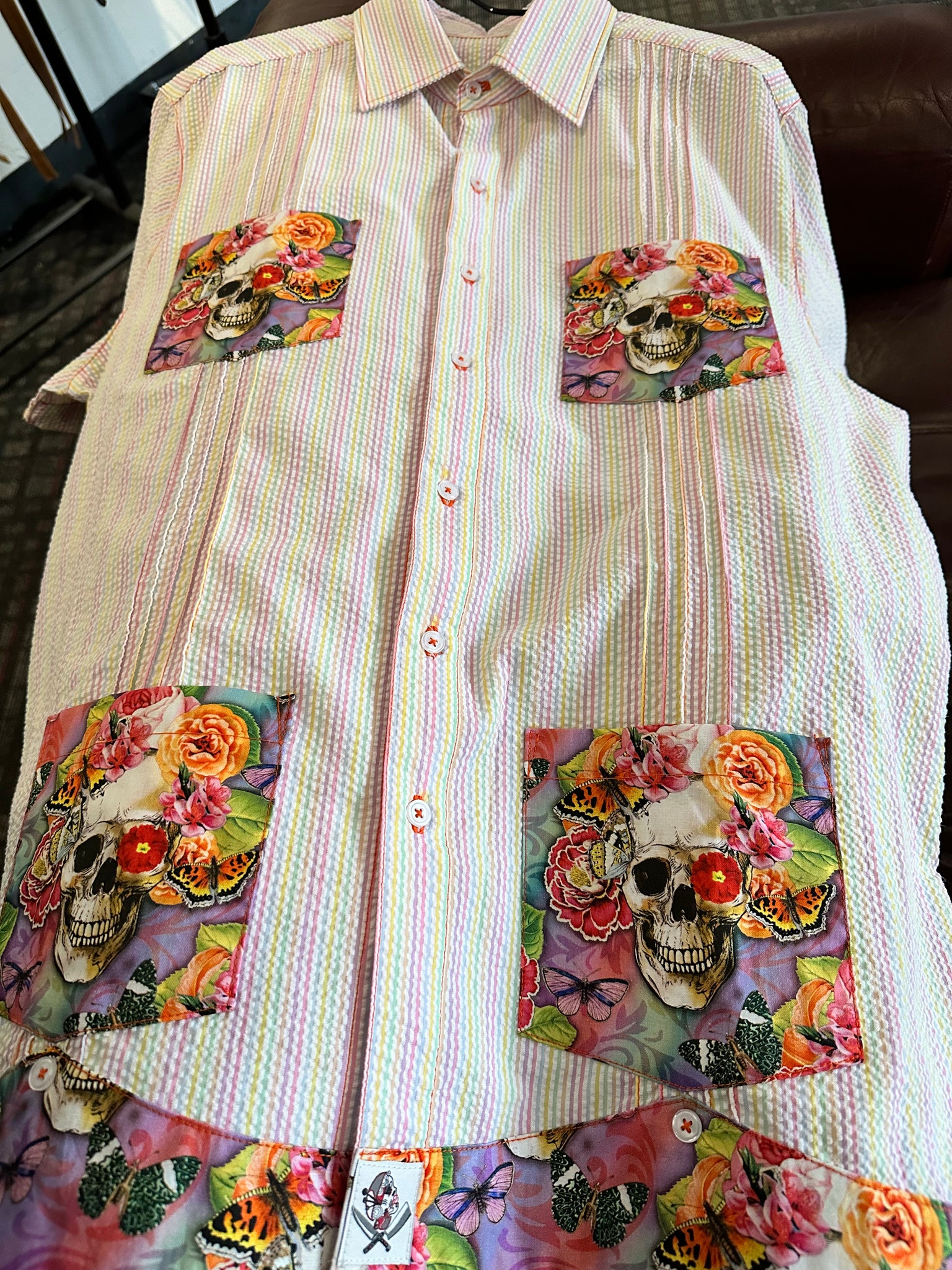 Seersucker summer guayabera