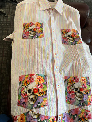 Seersucker summer guayabera