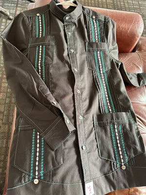 Mint chocolate chip guayabera Long sleeve