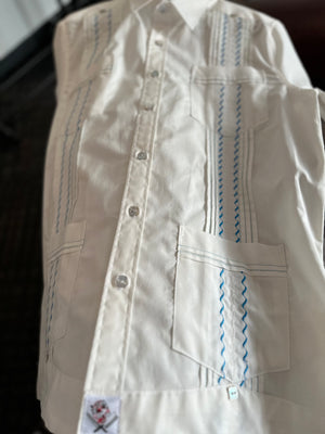 Nanas white porcelain guayabera