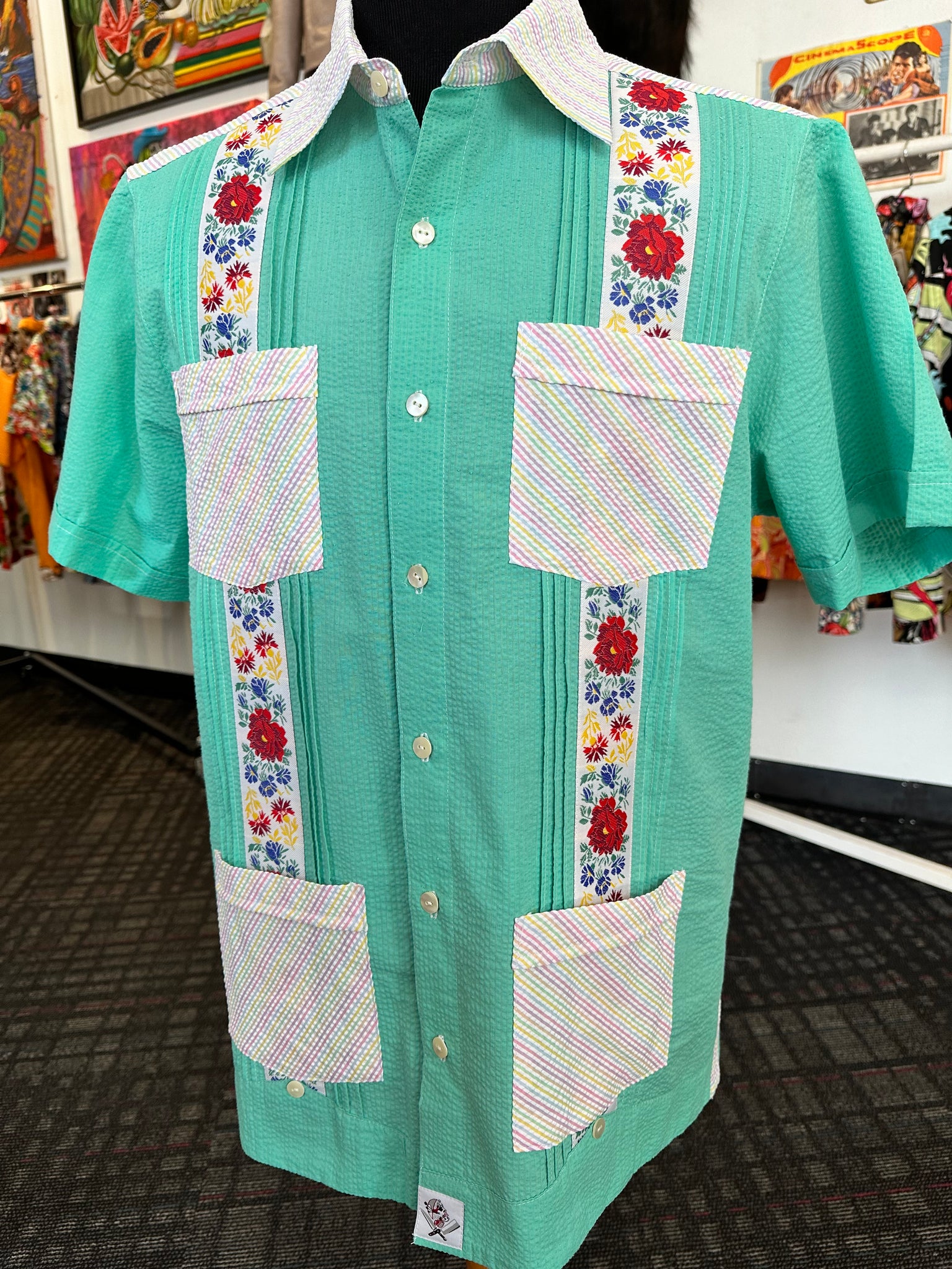 Seersucker summer guayabera