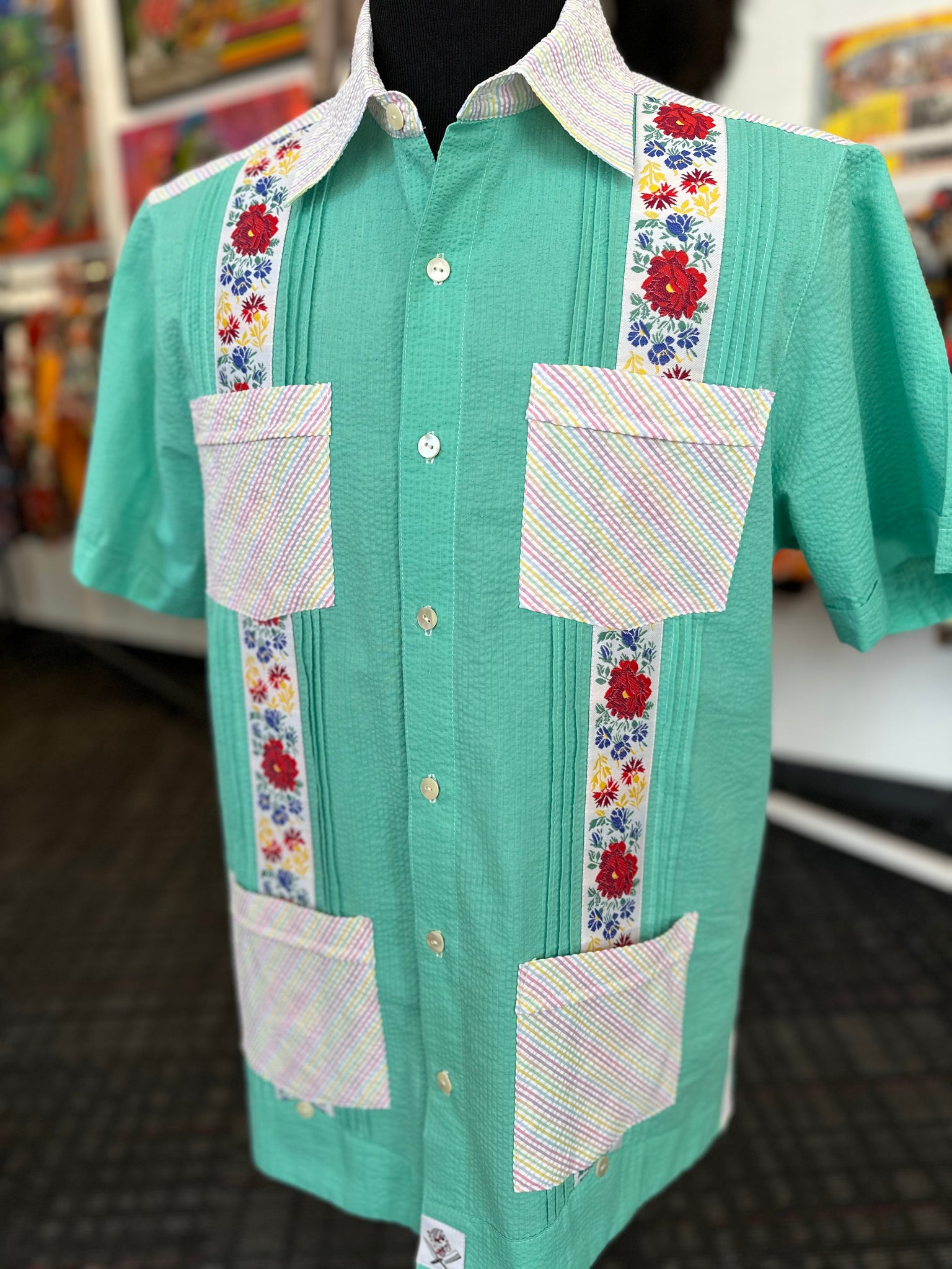 Seersucker summer guayabera