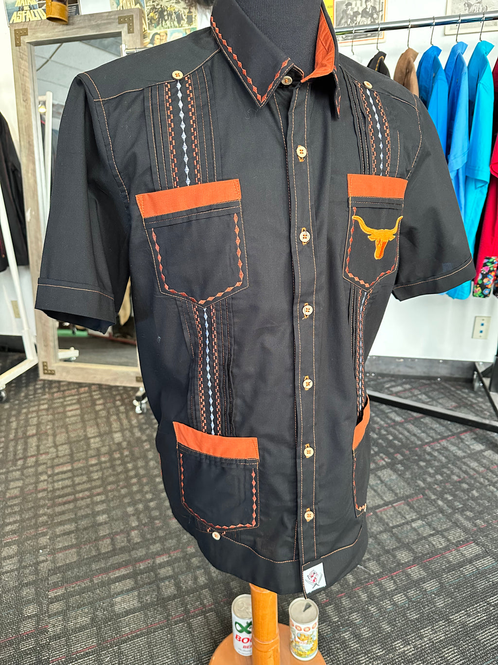 UT longhorns guayabera black