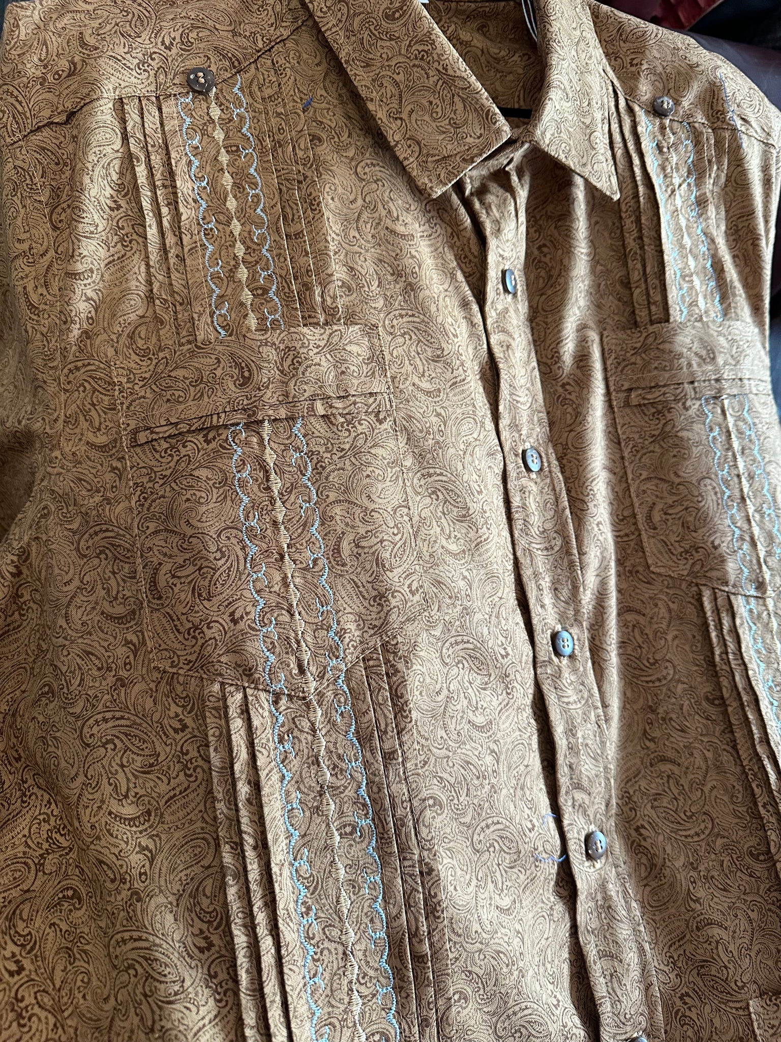 Brown paisley guayabera