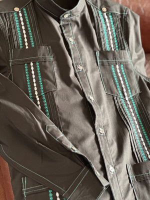 Mint chocolate chip guayabera Long sleeve