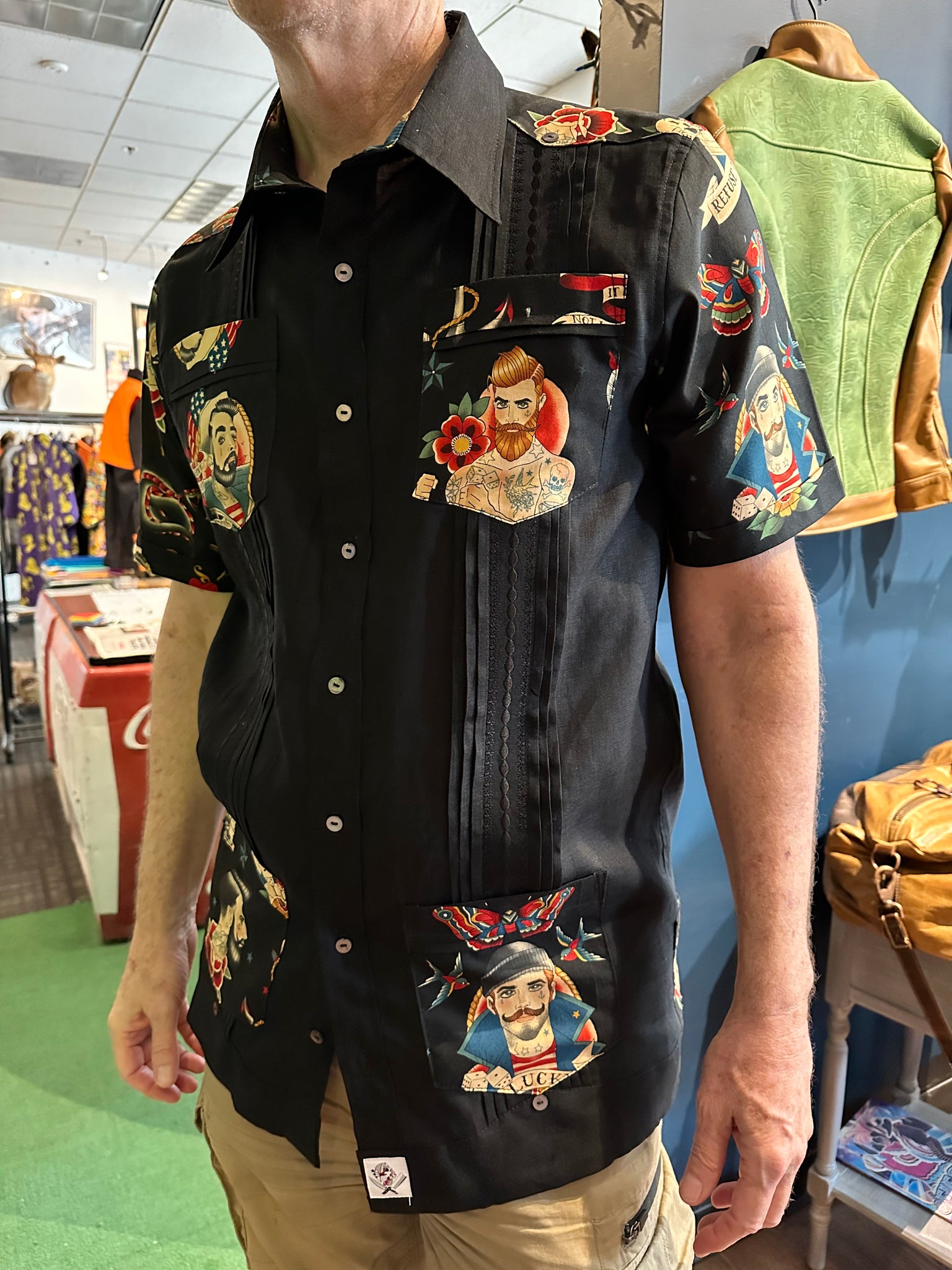 Tattooed boy & linen guayabera