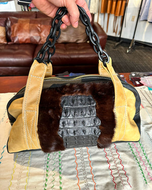 “Nickels and dimes, memories & wines” leather handbag