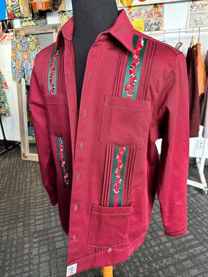 Oxblood denim guayabera