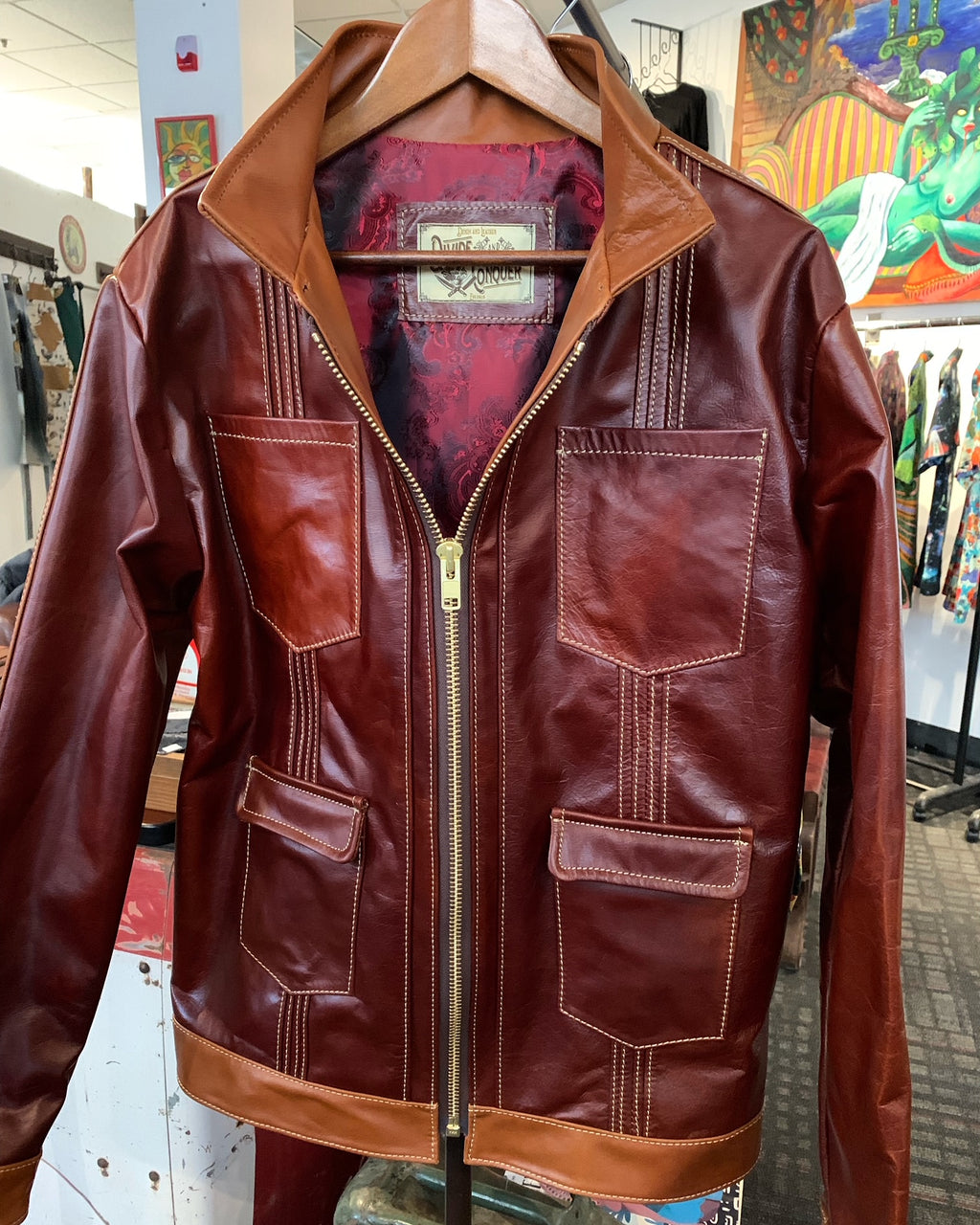 Guayabera leather jacket