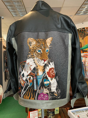 Tattooed panther leather jacket