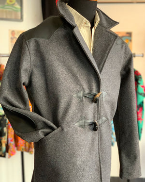 3/4 coat black wool & leather