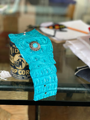 Turquoise crocodile leather bracelet