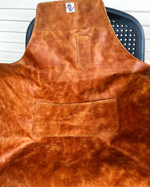 Cognac leather reversible leather apron