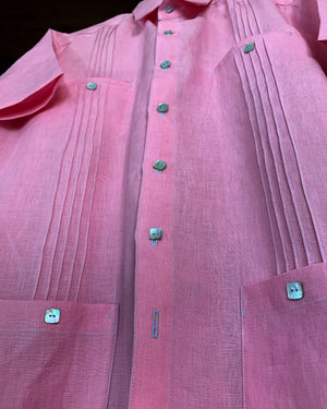 Mr alamo heights pink linen guayabera