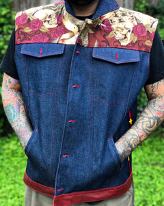 “King I am” denim & leather vest