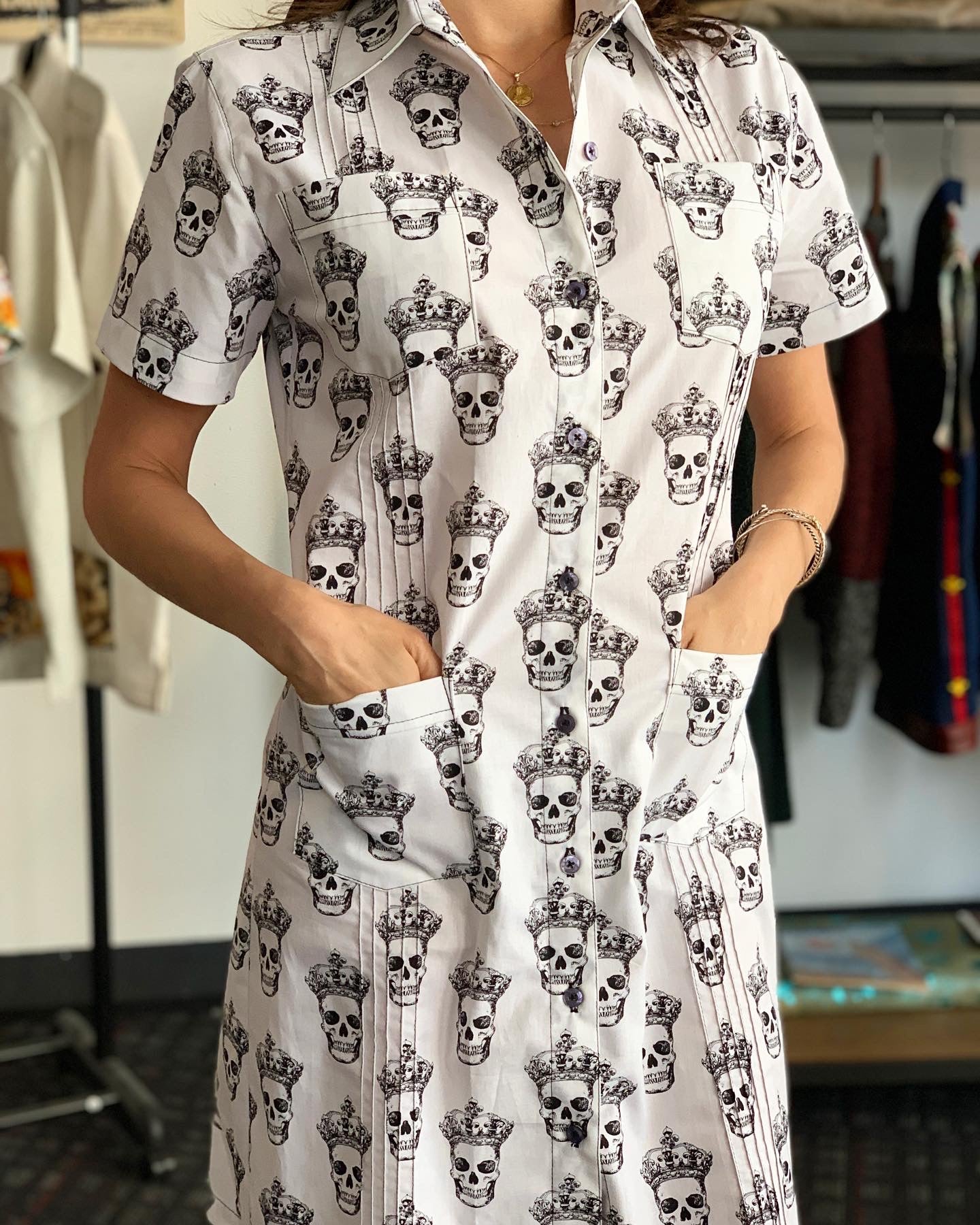Crowned skull guayabera dress – LAFoodWhore.com Crowned skull guayabera dress – LAFoodWhore.com