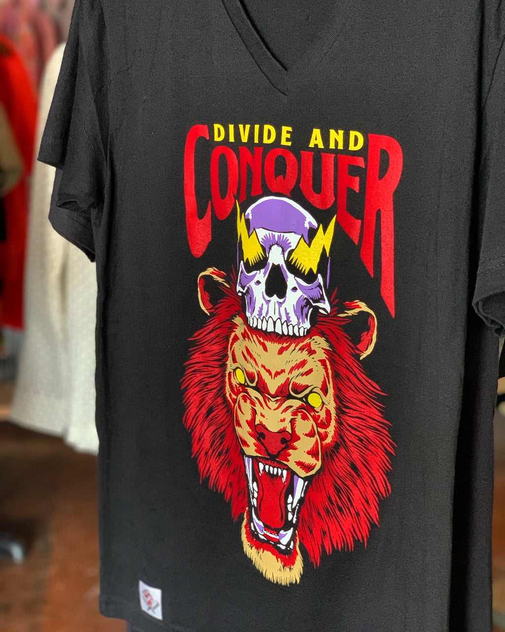 Vneck Divide & Conquer shirt Lion & Skull